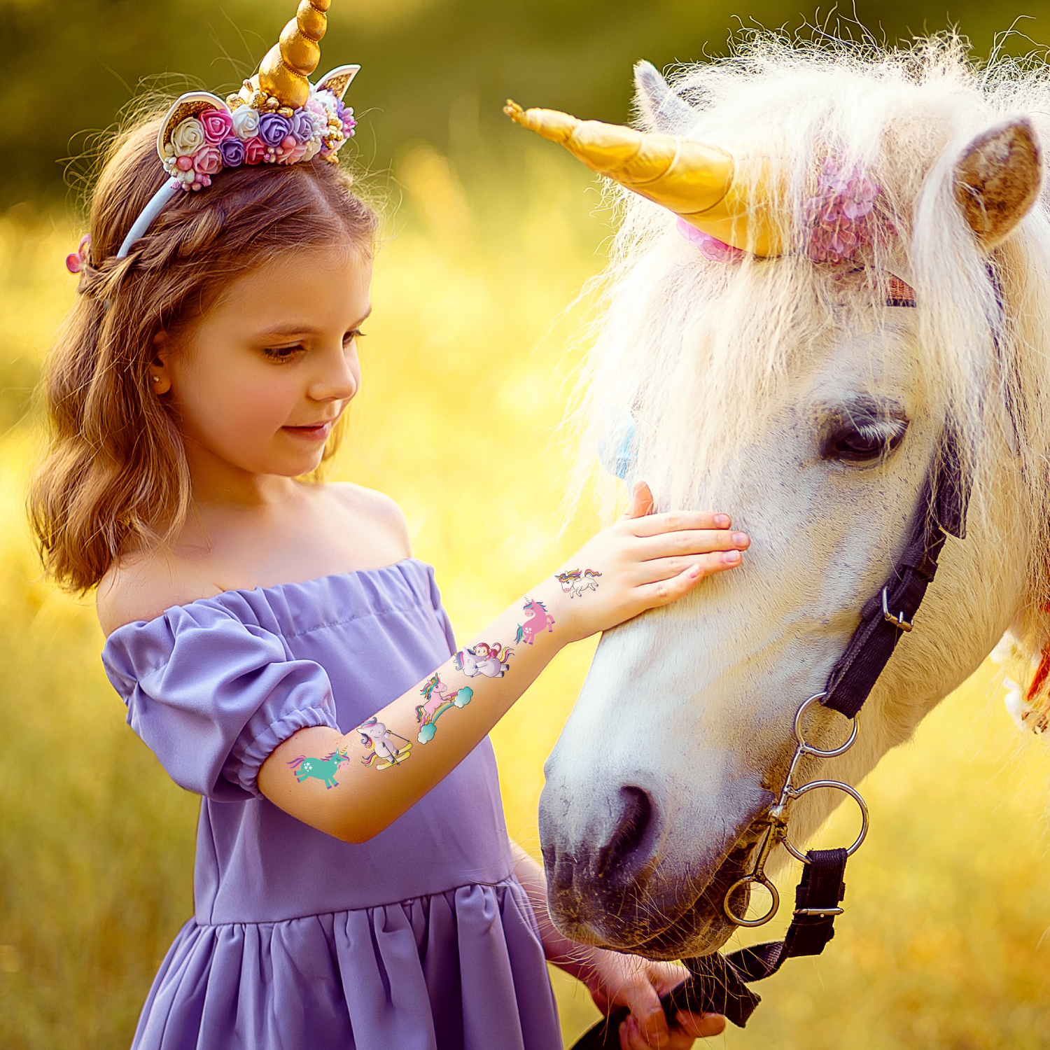 150 hautschonende Kindertattoos - Thema: Einhorn Magie - 9 Tattoobögen im A6-Format - made in Germany – Bild 9