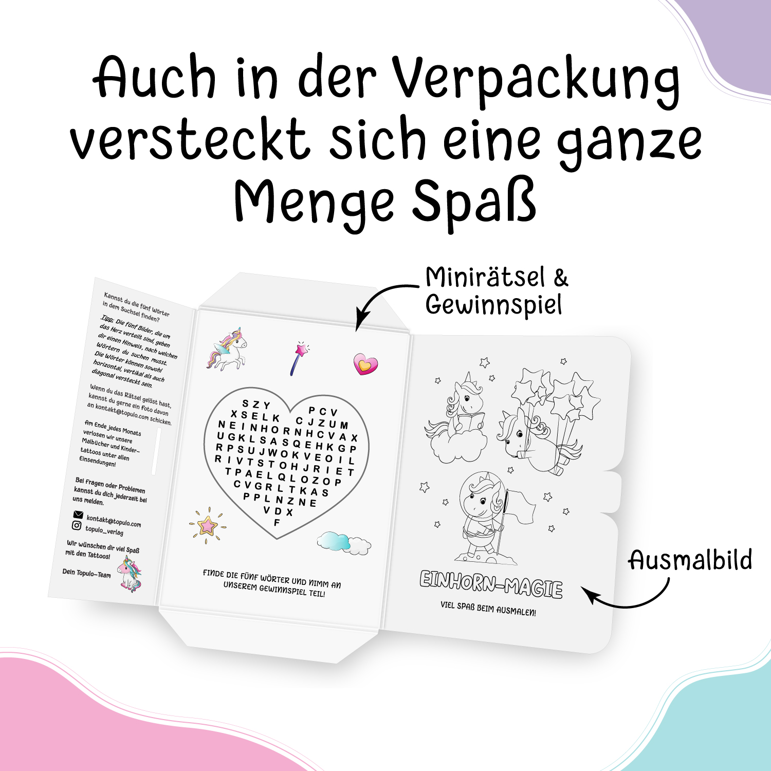150 hautschonende Kindertattoos - Thema: Einhorn Magie - 9 Tattoobögen im A6-Format - made in Germany – Bild 4