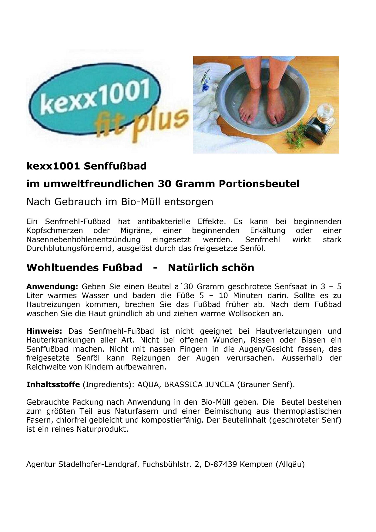 Senf-Fußbad 30g Beutel kexx1001 Senf geschrotet hygienisch Beutel voll kompostierbar – Bild 3