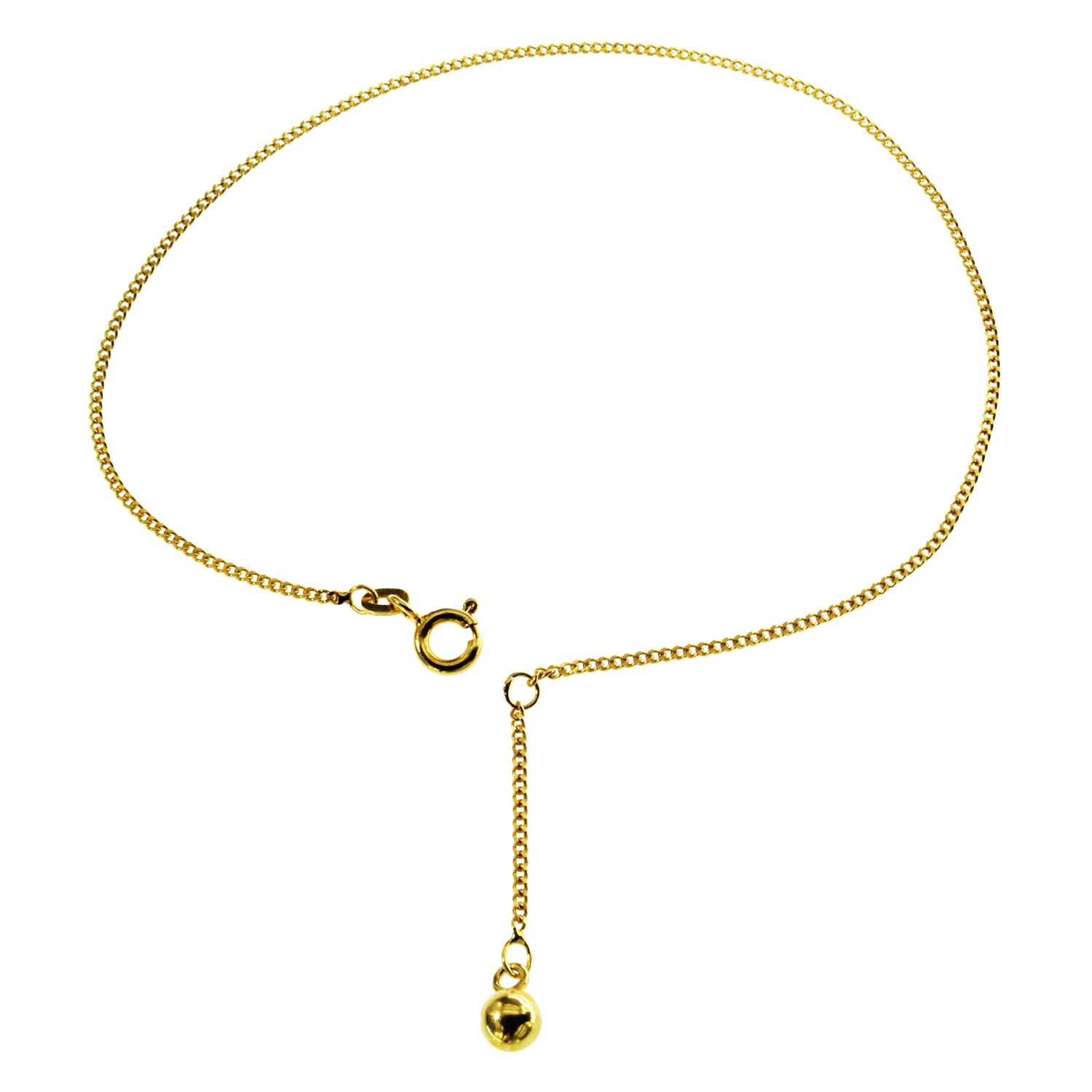 Fusskettchen - Panzerkette - 25cm - 585 Gelbgold mit großer Kugel – Bild 3