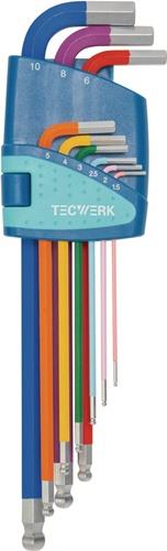 Winkelschraubendrehersatz 9-tlg.Ku.-Halter SW 1,5-10mm lang farbcod.,Kugelk.TW
