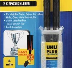 2K-Epoxidharzklebstoff PLUS SCHNELLFEST 15,5g farblos Doppelspritze UHU