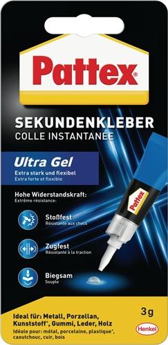 Sekundenkleber Ultra Gel 3g farblos Tube PATTEX