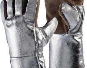Hitzesch.handsch.5-Finger Universal braun/silber Spaltled.alumin.Preox-Aramid
