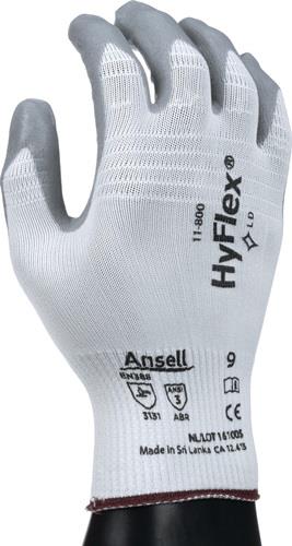 Handschuhe HyFlex 11-800 Gr.10 weiß/grau EN 388 PSA II Nyl.m.Nitrilschaum ANSELL - VPE: 12
