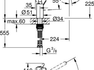 Grohe EH-Spültischbatterie EUROSMART C 1/2Zoll ho Ala chr