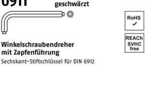 Winkelschraubendreher DIN 6911 6-kt Zapfen SW 3 M4 Stahl vergütet geschw. 10St. - VPE: 10