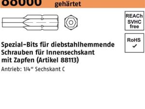 Bit R 88666 Innen-6kt Zapfen SW3 /M 5 Stahl gehärtet 1 Stück
