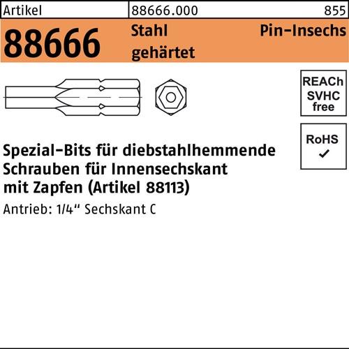 Bit R 88666 Innen-6kt Zapfen SW3 /M 5 Stahl gehärtet 1 Stück