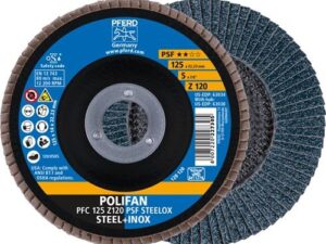 Fächerscheibe POLIFAN Z PSF STEELOX Ø 125 mm Körnung 120 konisch Stahl / INOX Zirkonkorund Z PFERD - VPE: 10