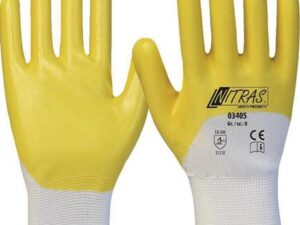 Handschuhe 03405 Gr.11 weiß/gelb PES m.Nitril EN 388 PSA II 12 NITRAS - VPE: 12