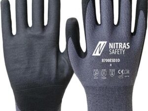 Handschuhe 8700ESD3D Gr.8 grau/schwarz EN 388/EN 407/EN 16350 PSA II NITRAS - VPE: 12