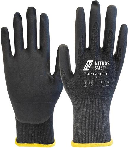 Schnittschutzhandschuhe ESD 3D CUT C Gr.8 anthrazit/schwarz EN 388 PSA II - VPE: 10