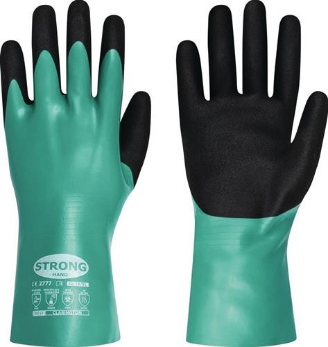 Chemiehandschuhe CLARINGTON Gr.9 grün/schwarz EN 407/EN 388/EN 374 - VPE: 12