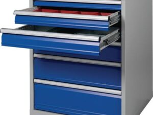Schubladenschrank H1019xB705xT736mm lichtgrau/signalblau 6 Schubl.