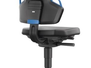 Arbeitsdrehstuhl Nexxit Rl.Kunstlederpolster schwarz Griff blau 450-600mm BIMOS