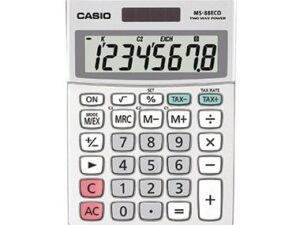 CASIO Tischrechner MS-88ECO-W-EH 10x14cm 8stellig silbergrau