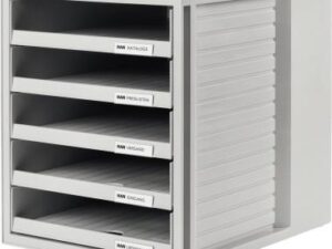 HAN Schubladenbox 1401-11 DIN A4 5Schubfächer PS lichtgrau/lichtgrau