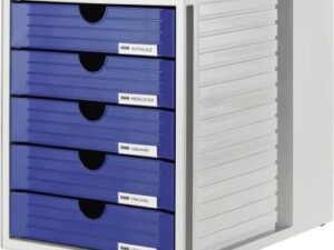 HAN Schubladenbox Systembox 1450-14 DIN C4 5Schubfächer bl