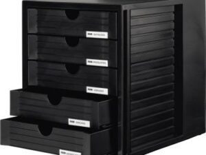 HAN Schubladenbox Systembox 1450-13 DIN C4 5Schubfächer sw