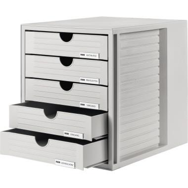 HAN Schubladenbox Systembox 1450-11 DIN C4 5Schubfächer lgr