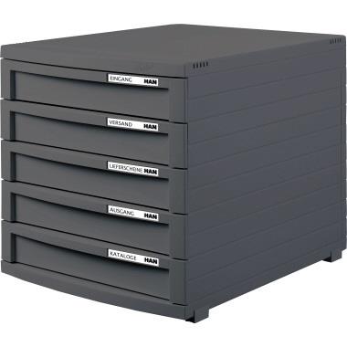 HAN Schubladenbox CONTUR 1505-191 DIN A4/B4/C4 5Schübe geschl dgr/dgr