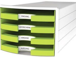 HAN Schubladenbox IMPULS 1013-50 DIN A4/C4 4Fächer offen ws/le