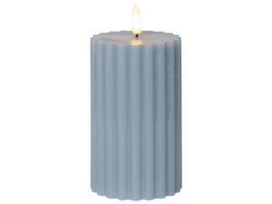 STAR TRADING LED Wachskerze Flamme Stripe Batterie Timer blau 15x7,5cm
