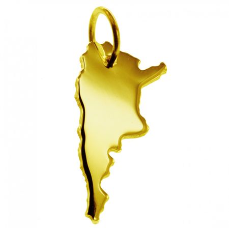 Anhänger der Landkarte Argentinien in massiv 333 Gelbgold