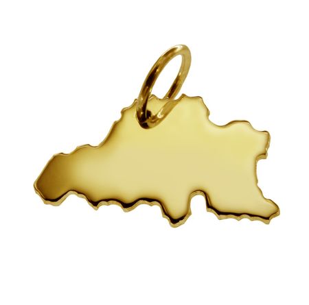 Anhänger der Landkarte Belgien in massiv 585 Gelbgold