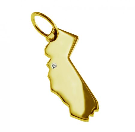 Anhänger Kalifornien mit Brillant am Wunschort 585 Gelbgold