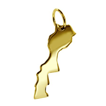 Anhänger der Landkarte Marokko in massiv 333 Gelbgold
