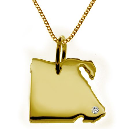 50cm Kette + Ägypten mit Brillant am Wunschort 585 Gold