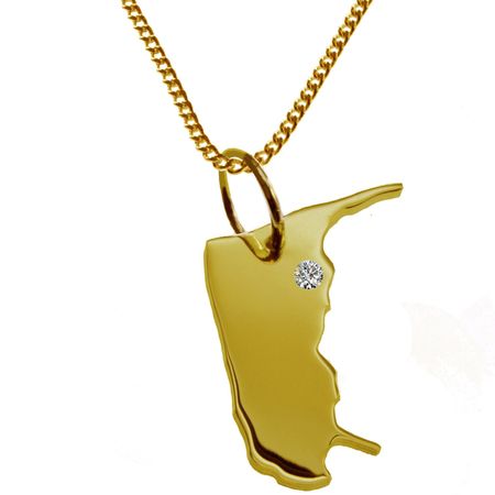 50cm Kette + Amrum mit Brillant am Wunschort 585 Gold