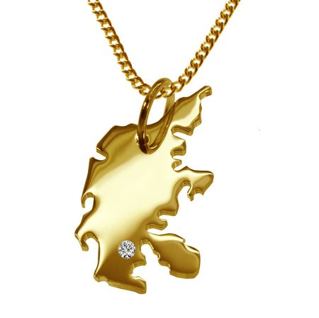 50cm Kette + Dänemark mit Brillant am Wunschort 585 Gold