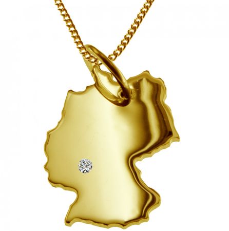50cm Kette + Deutschland mit Brillant am Wunschort 585 Gold – Bild 3