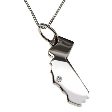 50cm Kette + Kalifornien mit Brillant am Wunschort in 925 Silber – Bild 3