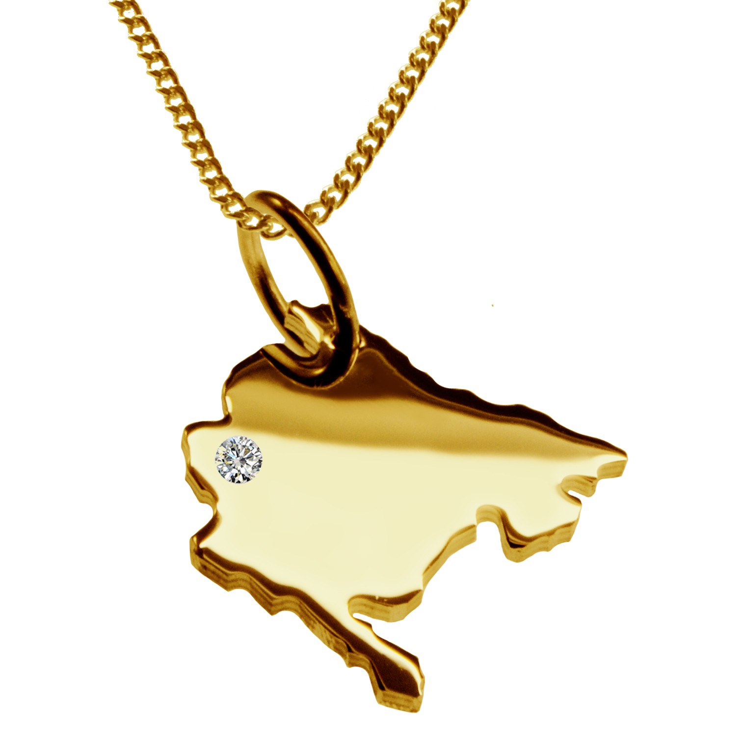50cm Kette + Montenegro mit Brillant am Wunschort 585 Gold