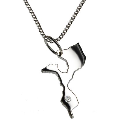 50cm Kette + Mozambik mit Brillant am Wunschort in 925 Silber