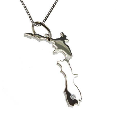 50cm Kette + Neuseeland mit Brillant am Wunschort in 925 Silber