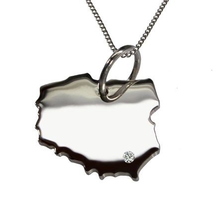 50cm Kette + Polen mit Brillant am Wunschort in 925 Silber