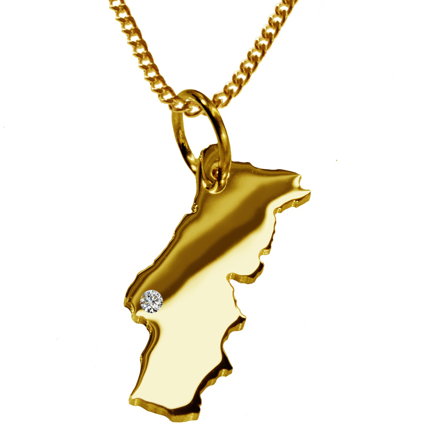 50cm Kette + Portugal mit Brillant am Wunschort 585 Gold
