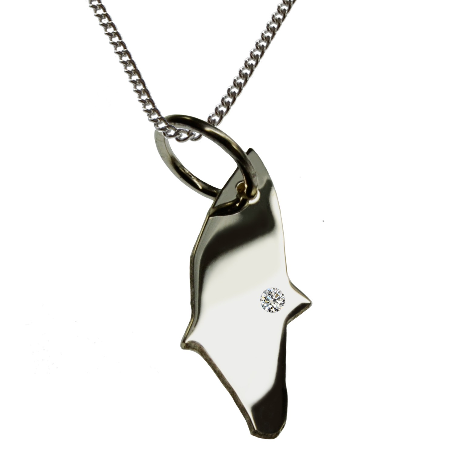 50cm Kette + Rhodos mit Brillant am Wunschort in 925 Silber