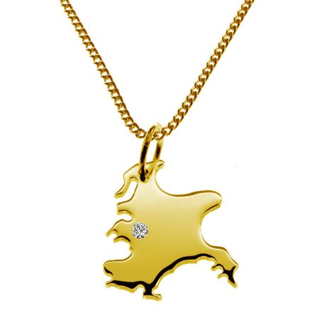50cm Kette + Rügen mit Brillant am Wunschort 585 Gold