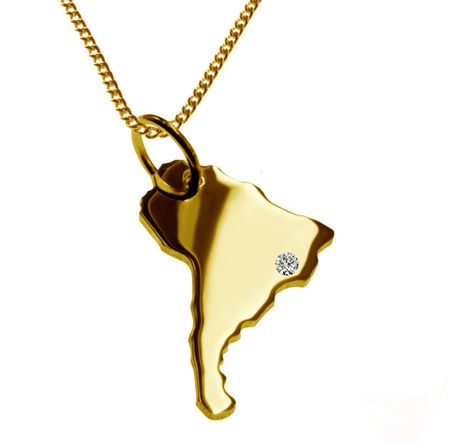 50cm Kette + Südamerika mit Brillant am Wunschort 585 Gold