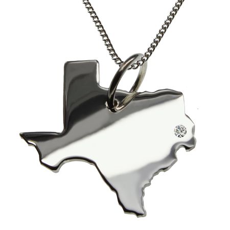 50cm Kette + Texas mit Brillant am Wunschort in 925 Silber
