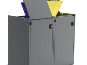 Müllbox Typ Boxxi Stahl verzinkt Anthrazit RAL-7016 mit Kipp-Deckel für 2x 240L