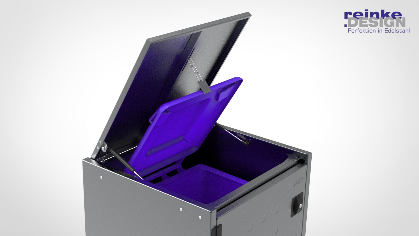 Müllbox Typ Boxxi Stahl verzinkt Anthrazit RAL-7016 mit Kipp-Deckel für 4x240L – Bild 5
